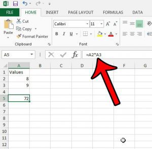 multiplying cell values and numbers in Excel 2013