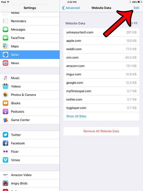 ipad safari deleting single site data - step 5