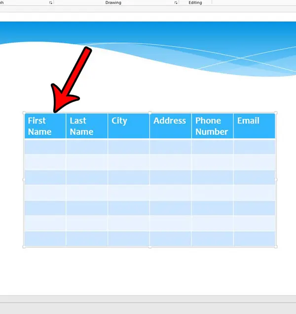 delete an entire table in Powerpoint 2013