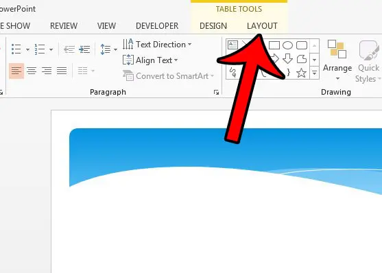 delete a table in Powerpoint