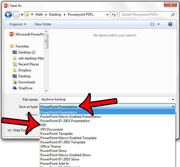 pdf save option in powerpoint 2013