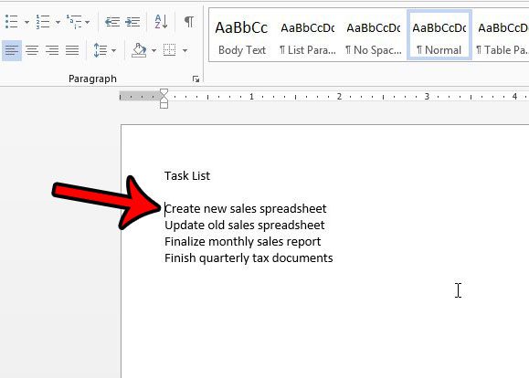 select insertion point for word 2013 check mark