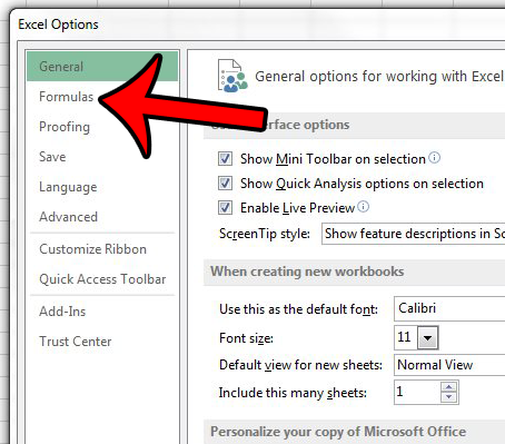 stop green triangles in excel 2013
