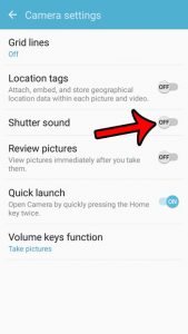 turn off the camer shutter sound on a galaxy on5