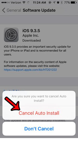 cancel a scheduled ios update