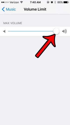 change iPhone music volume limit