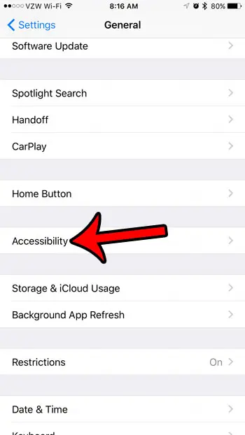 open the Accessibility menu