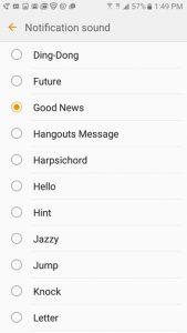 change the galaxy on5 text message sound