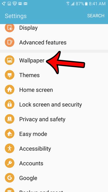 open the wallpaper menu