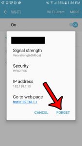 how to forget a wi-fi network on a galaxy on5