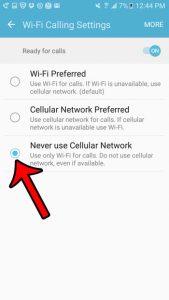 only use galaxy on5 on wi-fi for calling