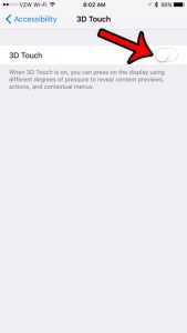 how to turn off 3d touch on an iphone 7