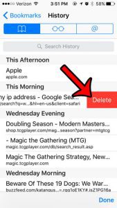 delete a page from safari history on iphone
