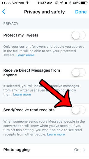 turn off twitter read receipts