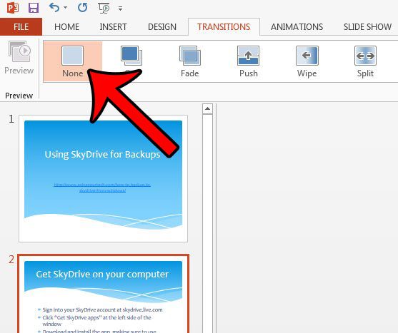 how to remove a transition in powerpoint 2013