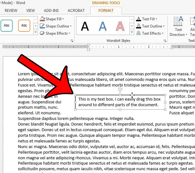 how to insert a text box in word 2013