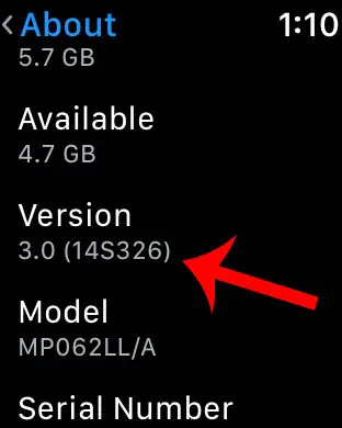find watch os version on apple watch