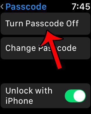 how to turn off passcode on apple watch