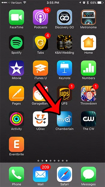 open the chamberlain app on your iPhone