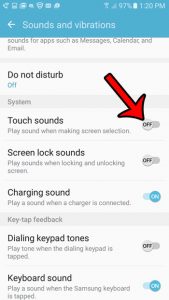 how to turn off touch sounds on the samsung galaxy on5