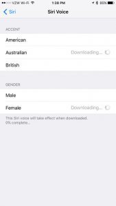 how to change Siri's accent in iOS 10