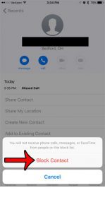 how to block a call in ios 10