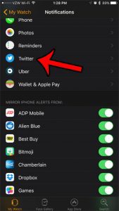 how to turn off twitter notifications on the apple watch