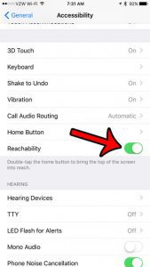 how to enable reachability on the iphone 7