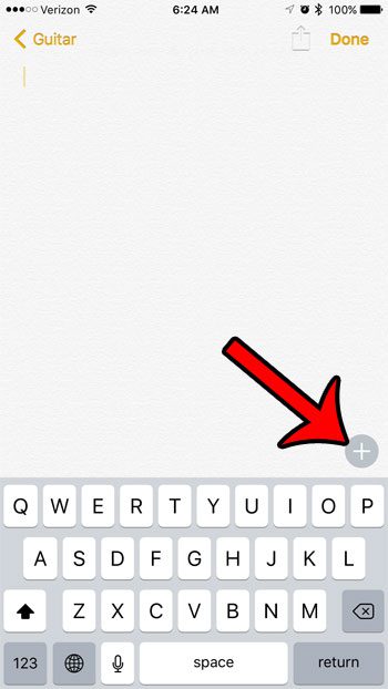 tap the + icon above the keyboard