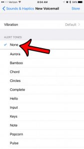 how to turn off the new voicemail sound notification on an iphone 7