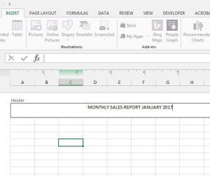 how to change or edit an existing header in excel 2013