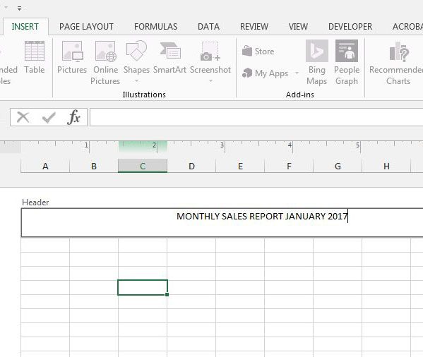 how to change or edit an existing header in excel 2013