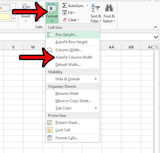 how to autofit column width through the excel ribbon