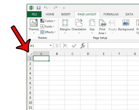 select all of the cells in the spreadsheet