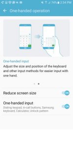 how to turn on one-handed operation on a galaxy on5