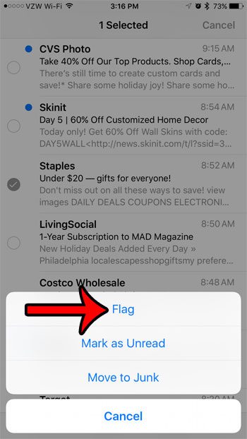how to flag an email message on an iphone 7