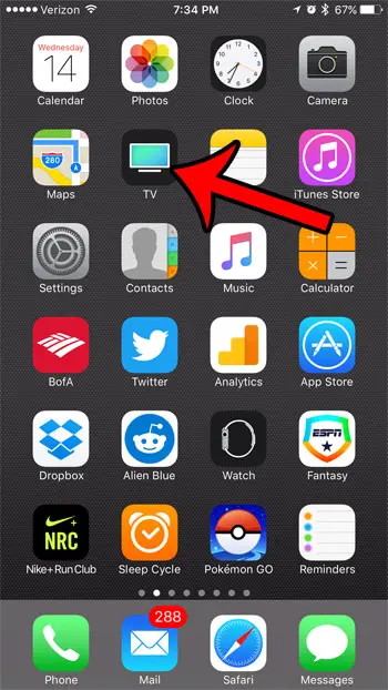 tv app icon on the iphone 7