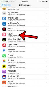 how to turn off notifications from the iPhone 7 News app