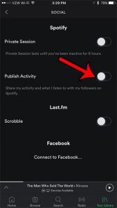 how to stop sharing iPhone Spotify activity with followers