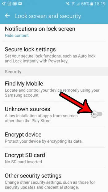 how to enable app installation from unknown sources on galaxy on5