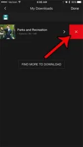 how to delete a downloaded netflix video on an iphone