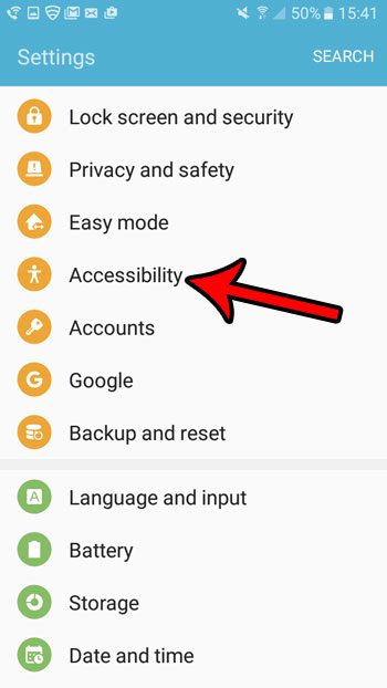 select the accessibility option