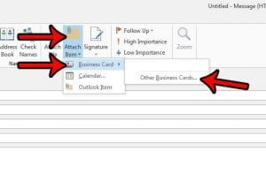 how to attach a business card in outlook 2013