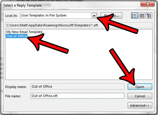 choose your out of office template