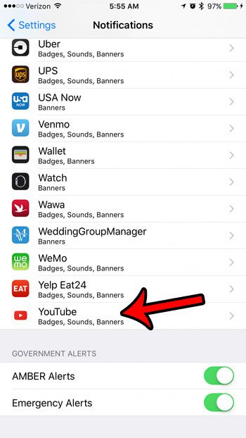 how to stop youtube iPhone notifications