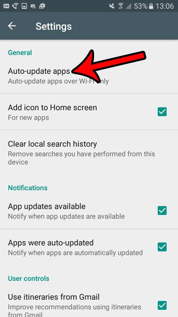how to disable automatic app updates on the samsung galaxy on5
