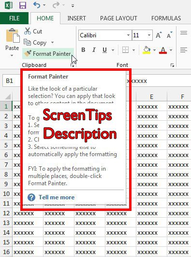 how to disable the hover descriptions in excel 2013