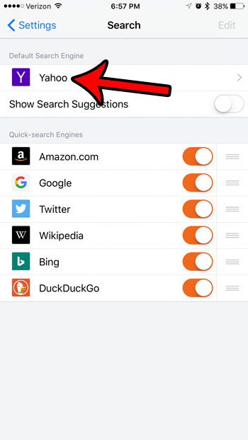 select the current default search engine