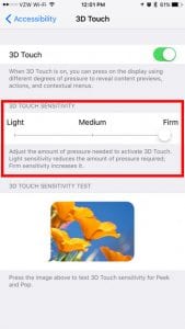 how adjust 3d touch sensitivity iphone 7