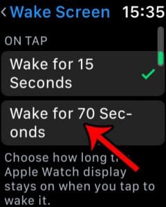 how to make apple watch screen stay on longer